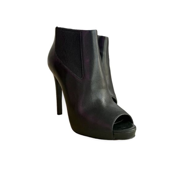 ASH | Amber Black Leather Stiletto Open-Toe Booties (5.5) - Picture 2 of 10